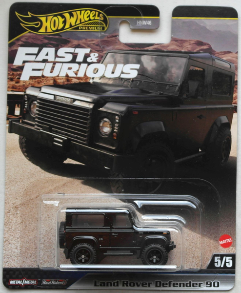 Hot Wheels Premium Land Rover Defender 90 Schwarz Fast & Furious 5/5 Neu/Ovp HW-image