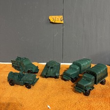 I•Vintage 1950's Plastic Army Trucks. Made in USA 5" Long Lot of 5