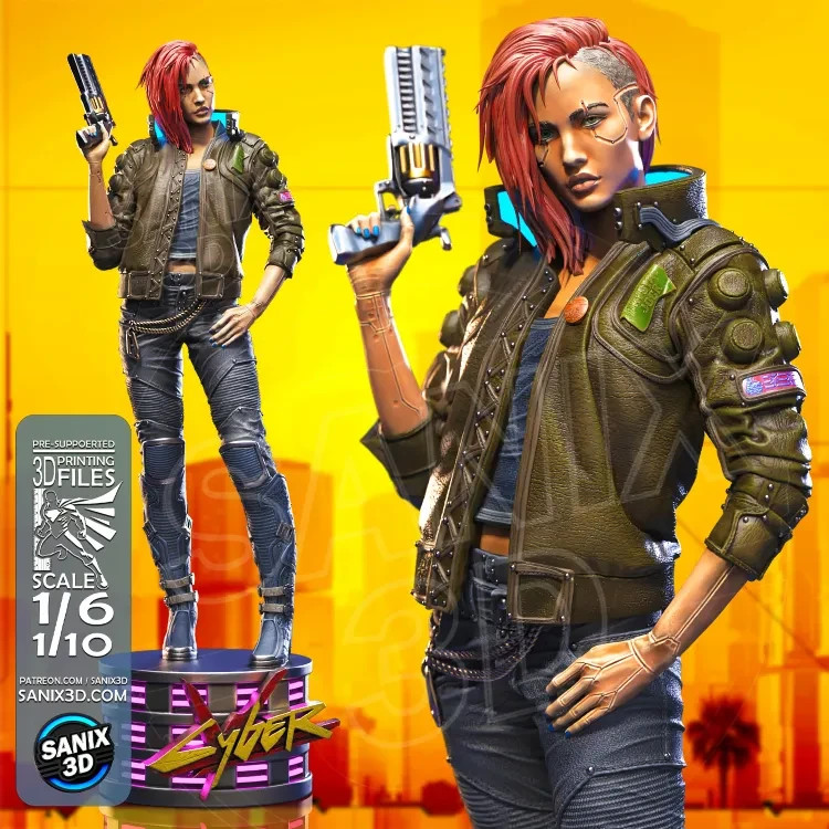 Cyberpunk 2077, V, 1/4-1/24, figura, sin pintar, impresión 3D, estatua, Sanix3D, MFW