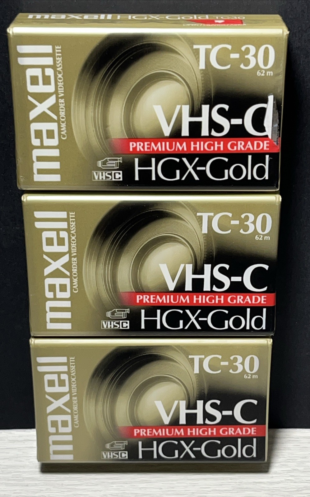 Video Tapes Vhs-c Tc-30 Hgx Gold Premium High Grade 3 Pack- New