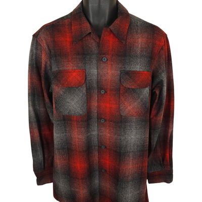 Pendleton Board Shirt Mens Size Medium Red Ombre Plaid Wool