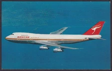 QANTAS Empire Airways Boeing 747 jetliner postcard 1970s dark blue sky