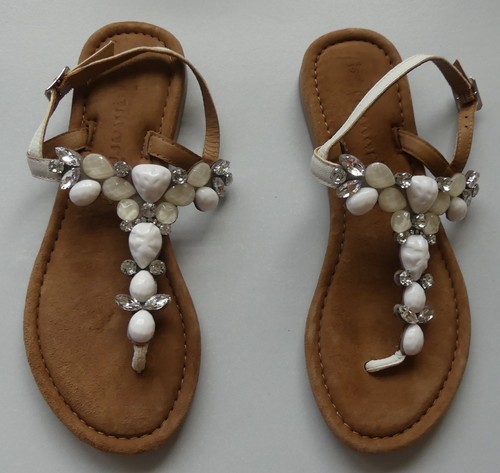 TAMARIS Damen Sandalen, Gr. 37, Glitzersteine, Echt Leder, Sommer Urlaub, Party