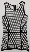 Intermix Honeycomb Contrast Women P (Petite XS)  Black White Sleeveless Top