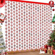 Christmas Party Decorations Candy Cane Foil Fringe Curtains, 2 Pack Red White...