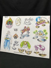 Official Tattoo Brand Tattoo Flash Sheet Zodiac Libra Scales Designs 833-C