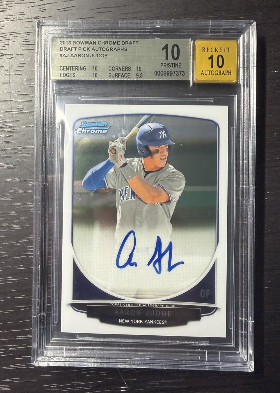 2013 Bowman Chrome Aaron Judge Draft Pick Auto 1st Prospect BGS 10/10 PRISTINE