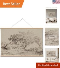 Extra Large Vintage Landscape Canvas Wall Art 36x54 - Timeless Neutral Elegance