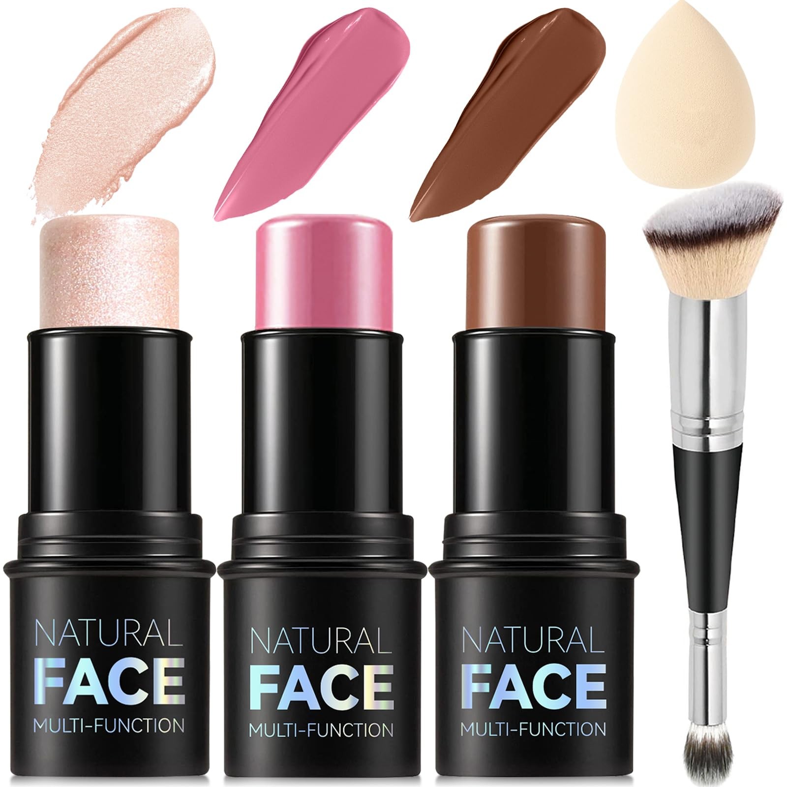 3Pcs Cream Contour Stick Makeup Kit, Shades with Highlighter