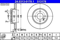 2 X Bremsscheibe ATE 24.0313-0178.1 FüR VW Vento