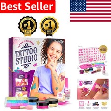 Creative Temporary Tattoo Kit with Glitter  Gems for Kids - Party Ready Fun