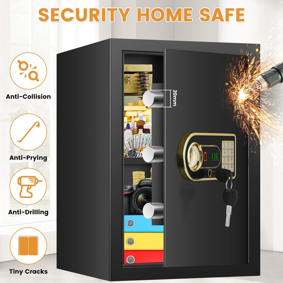 2.5 Cuft Fireproof Safe for Home, Safe Box Fireproof Waterproof with ...