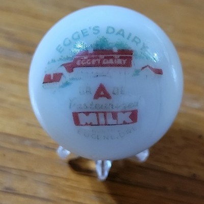 EGGE'S DAIRY FARM MILK CREAM ADVERTISING MARBLE 1'' SHOOTER EUGENE OREGON