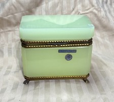 Antique Murano Glass Box Light GREEN Uranium Made In Italy GLASS DAMAGED