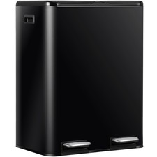 16 Gallon Stainless Steel Kitchen Trash Can Dual Compartment Garbage Can Black