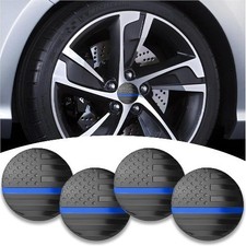 4PCS Car Wheel Center Caps Sticker, Wheel Hub Caps Sticker Color: Black  Blue