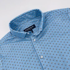 Mizzen Main Button Down Shirt Mens Small Trim Blue Geometric Polka Dots