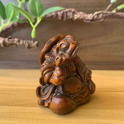 6cm Brown Old Boxwood Carving Netsuke Frog Man Sitting | eBay