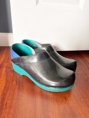 Dansko Professional Black & Blue Translucent Clogs - Sz 38 EU- US 7.5-8