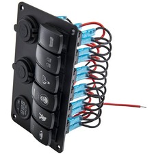 6 Gang Blue Led Toggle Rocker Switch Panel Breaker For Car Trunk Van Marine Boat