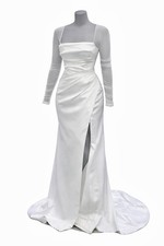 House Of CB London “Elise” White Satin Bridal Gown Size Large (preowned)