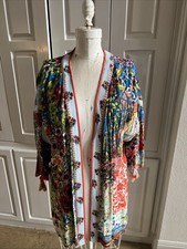 John Mark Kimono Tunic With Tasseled Sleeves Gorgeous Colors Size Large