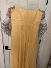 Beautiful Yellow Dress With Beading Details David’s Bridal F14865 Dress Size 2