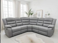Manual Recliner Corner Sofa 5 Seater Sorento Grey Fabric Luxury Suite