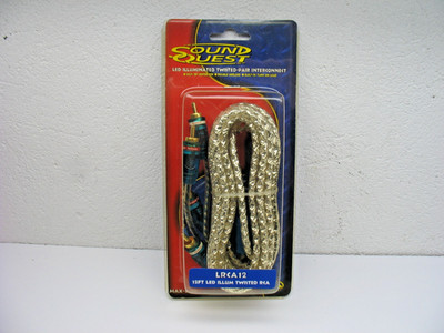 Stinger Sound Quest LRCA12 12FT LED Illuminated Twisted RCA Cable - Brand New