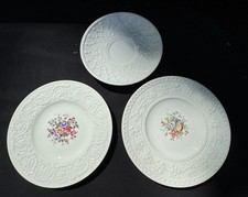 Wedgwood China Swansea Plates - Set of 3 Patrician Shape Floral Center -A52