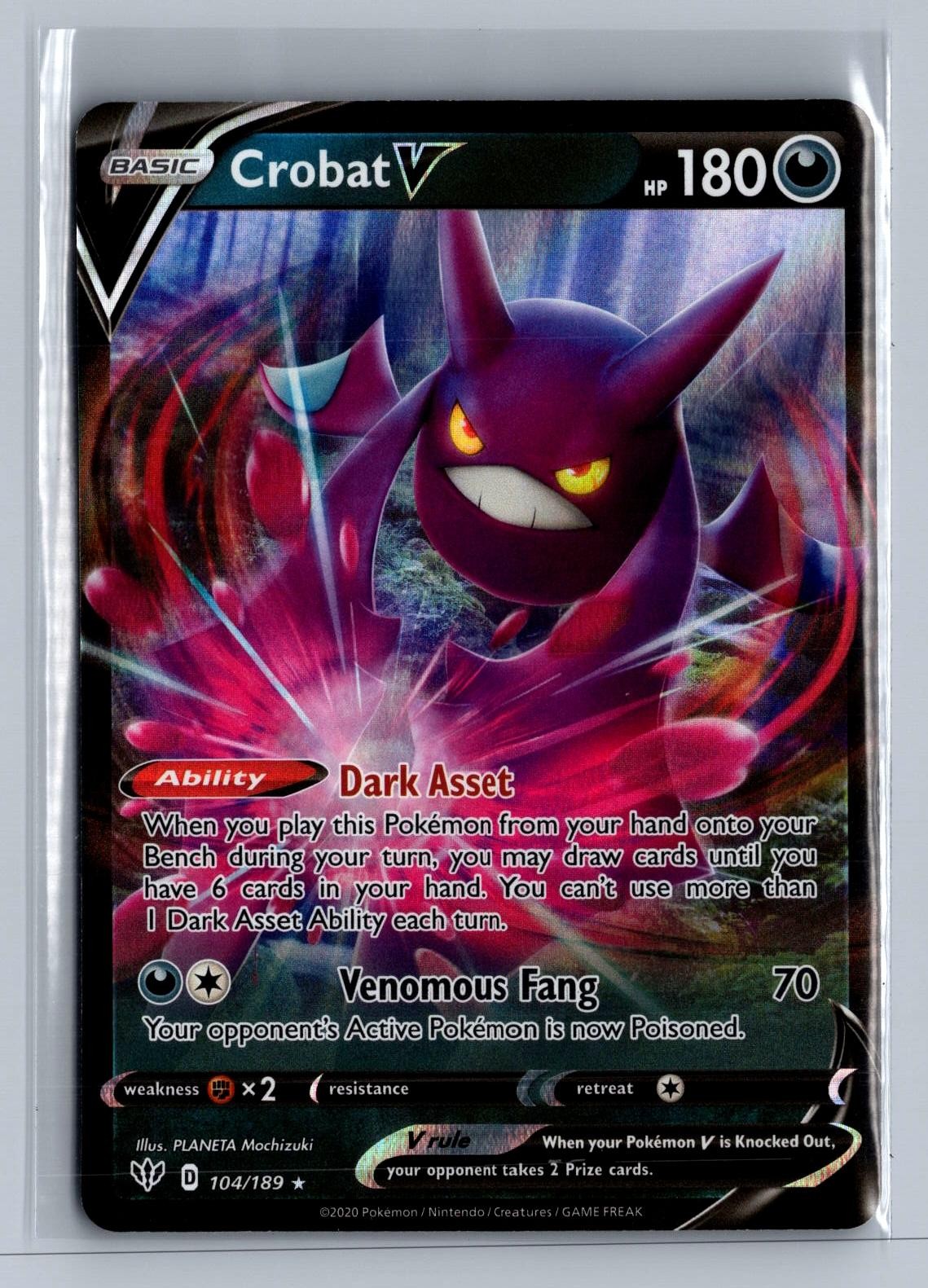 Crobat V 104/189 Holo V Rare Darkness Ablaze Pokemon NM/M