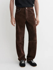 Pantalone uomo pelle scamosciata marrone pantalone casual su misura tutte le ...