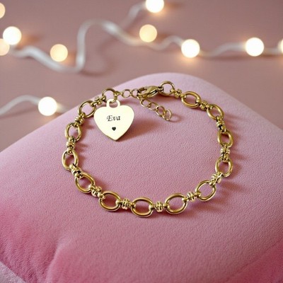 Personalisiertes Armband, 18 Karat vergoldet, Gravur Damen, Mama, Tochter Geschenk