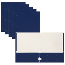 Better Office Products Two Pocket Portfolio Folders, 50-Pack, Blue, Letter Si...