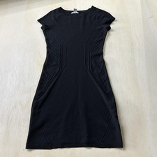 H&M Dress Womens S Black Knit Short Sleeve Bodycon Sweater Mini Stretch Textured