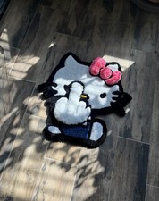 Hello Kitty Middle Finger Tufted Rug Handmade Custom Floor Decor