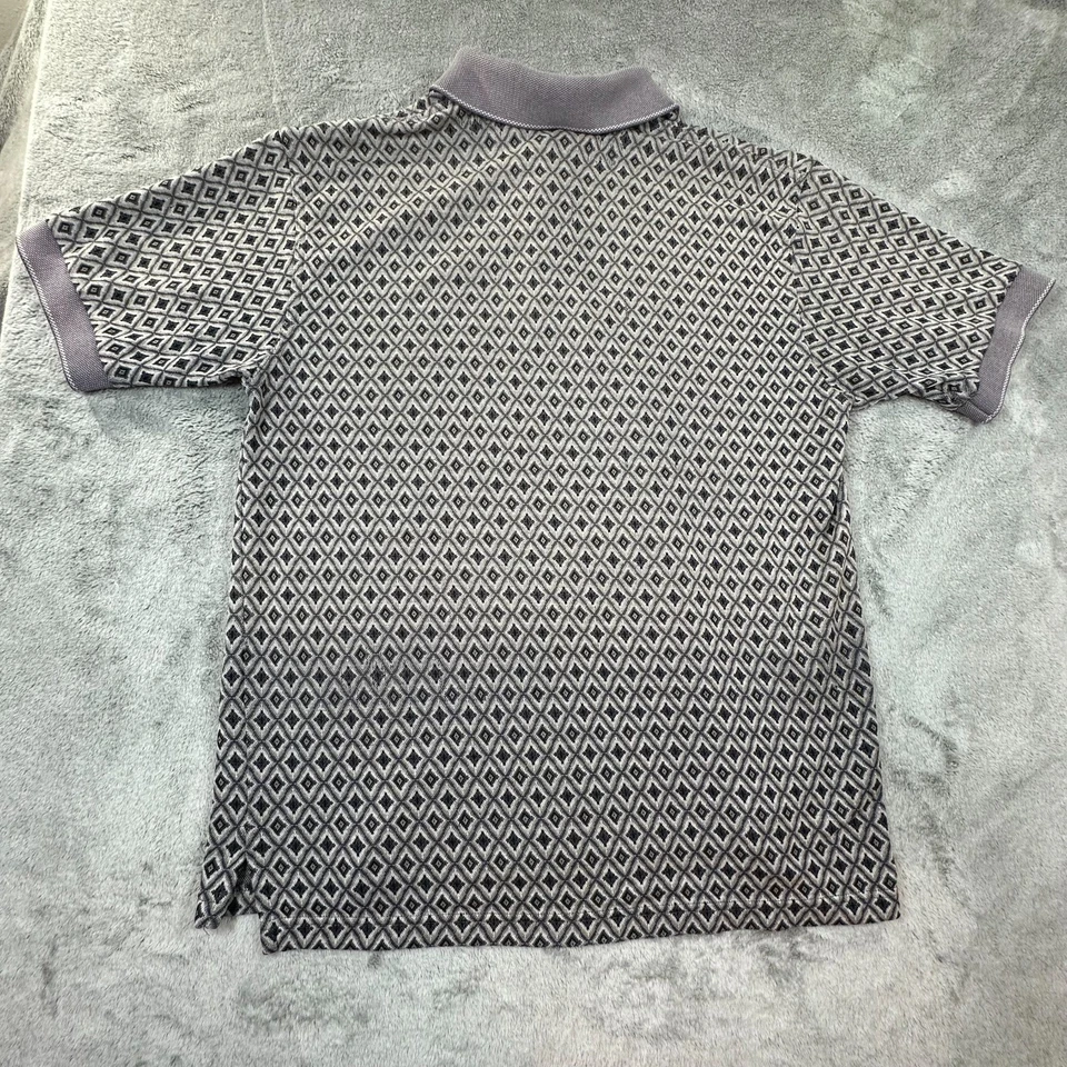Ashworth Polo Shirt Men's M Gray Geometric Diamond Pattern Golf Vintage USA Made - Image 3 of 4