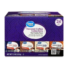 Great Value Medium Roast Flavored Coffee Pods, 24 Count 7.9 oz Variety Pack
