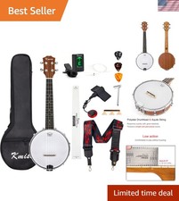 Concert Size Banjolele, 23'' Sapele 4 Strings Portable Mini Banjo Ukulele, Wi...