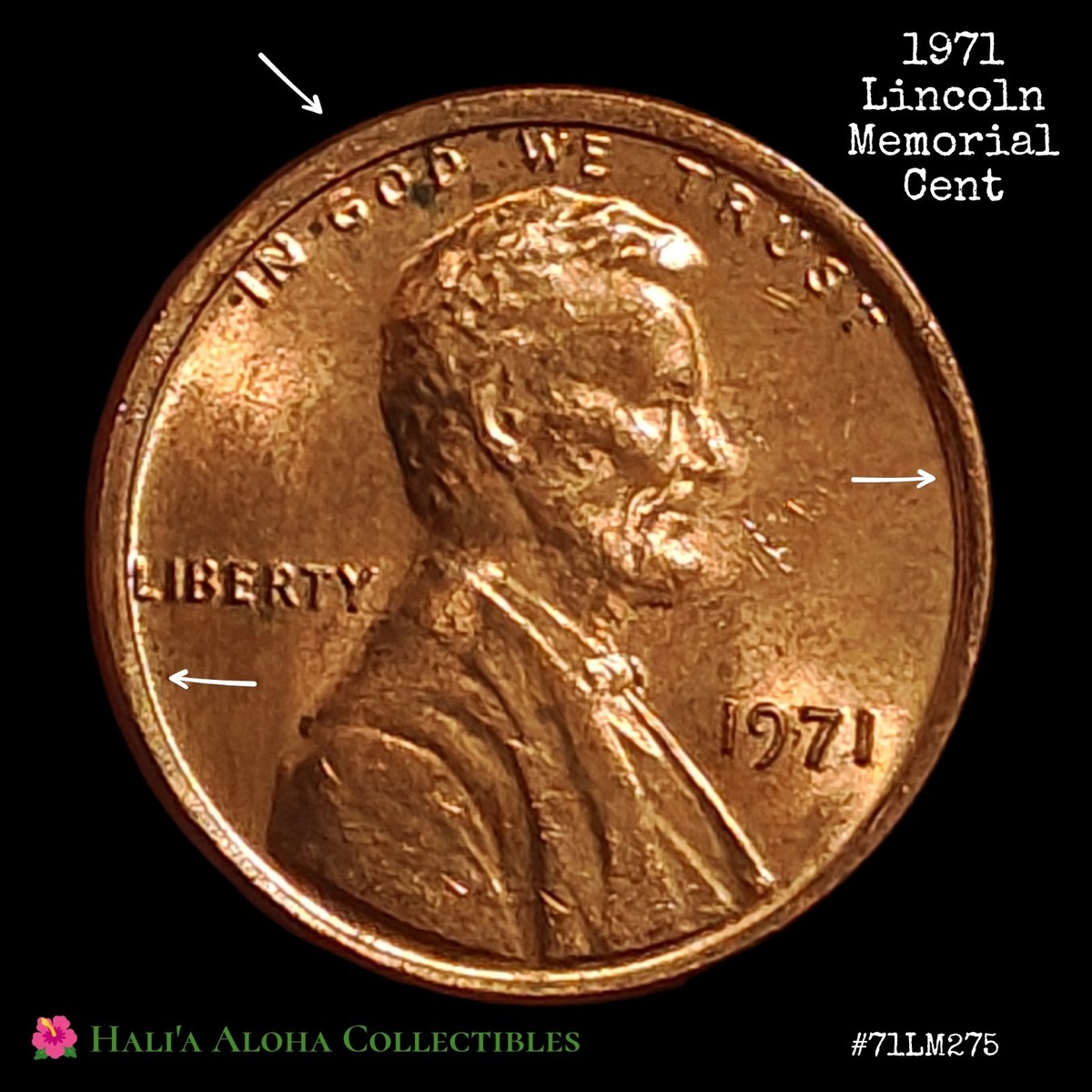 💠🪙💠1971 DDO/DDR Lincoln Cent FS-1971-101 Misaligned (MAD