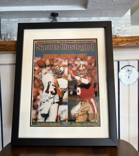 Dan Marino/Joe Montana signed Sports Illustrated Cover with Upper Deck COA