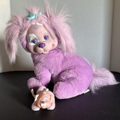 VTG 1993 Hasbro Puppy Surprise Purple Plush Dog Sitting Mom + Pup Toy Nostalgia