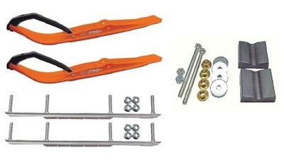 C&A Pro Orange Razor Snowmobile Skis w/ 7.5'' Shaper Bars Complete Kit Arctic