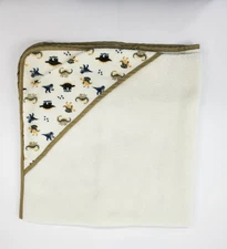 Baby Gear Dinosaur Hooded Baby Blanket Cream Green Trim Soft Cotton Boy B77