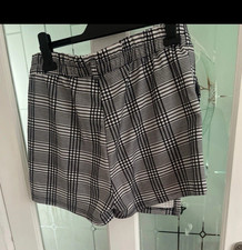 Women’s Grey Black White Plaid Checked Skort Mini Skirt Size 16 Regular