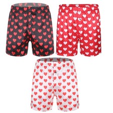 US Mens Boxer Briefs Love Heart Print Trunks Bottoms Sports Loose Beach Shorts