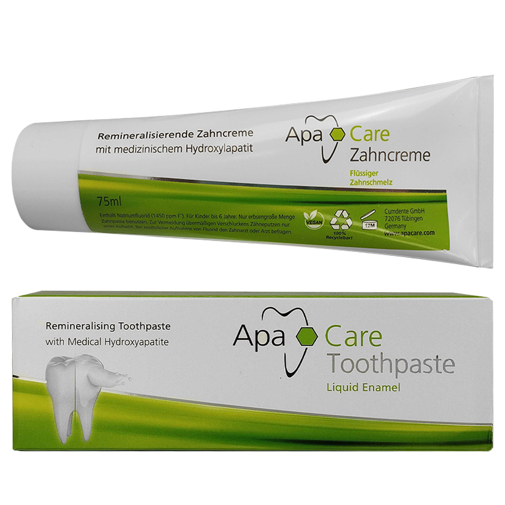 NUOVO Dentifricio ApaCare Remineralizzante 75ml Fluoro Protezione Carie Bianco