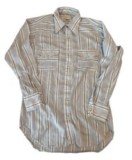 Vintage Sheplers Western Pearl Snap Button Up Long Sleeve Shirt Blue Size Large
