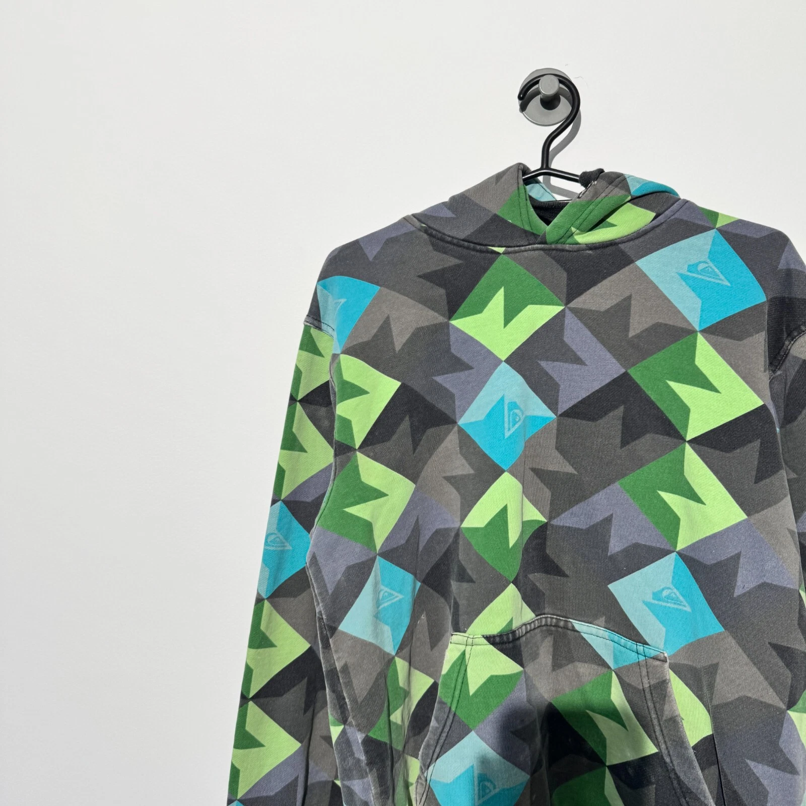 GUCCI Felpa con cappuccio Quiksilver unisex taglia S cotone multicolore con stampa verde grigio regular