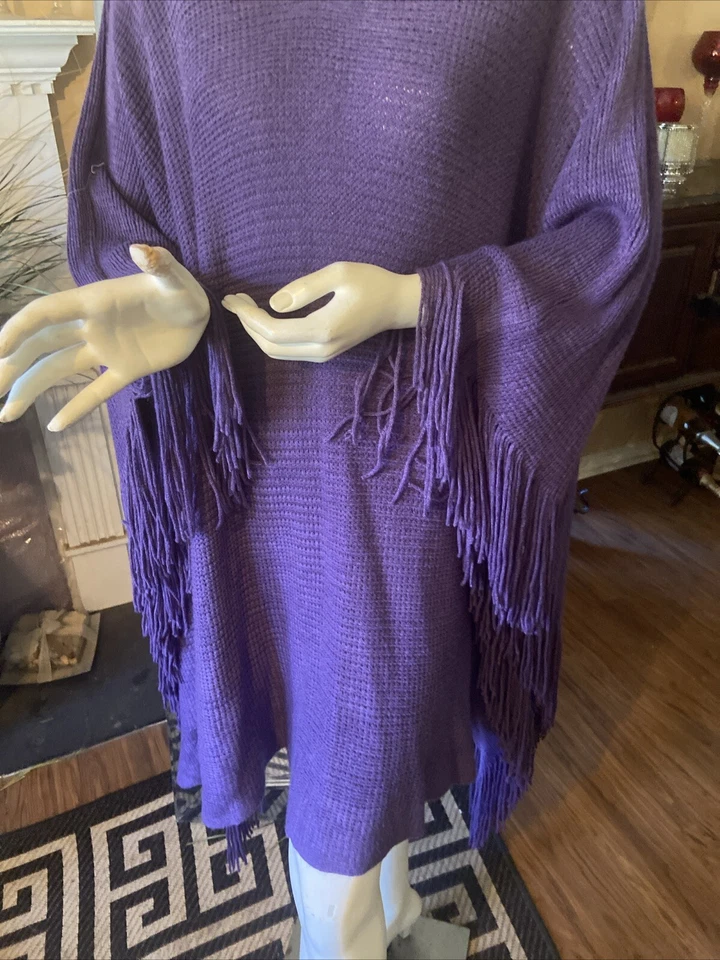 Cardigã suéter feminino Melissa McCarthy Seven7 frente aberta tamanho 2X franja roxa - Imagem 4 de 4